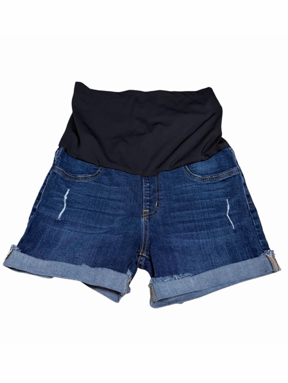 Just Black Denim Maternity Jean Shorts | Full Panel | Cuffed Hem | Size 28